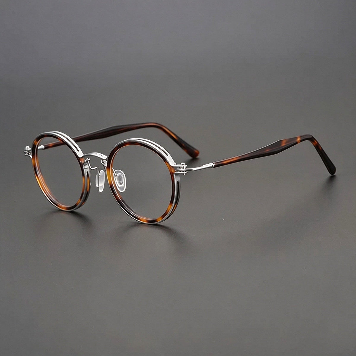Round frame reading glasses - Silver Tortoiseshell