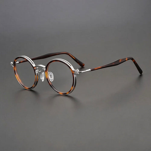 Round frame reading glasses - Silver Tortoiseshell